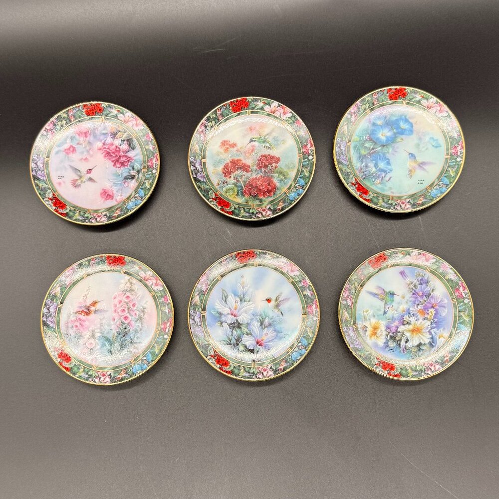 Lena Liu's Hummingbird Treasury 3.5" Mini-Plate Collection Decorative Set of 6